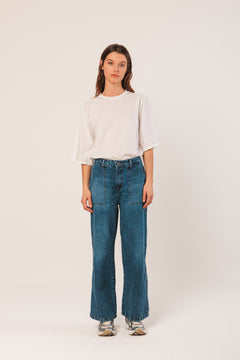 Washed Denim Pants Blue