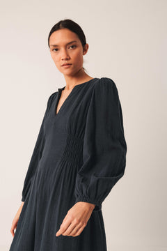 Crepe Cotton Dress Navy