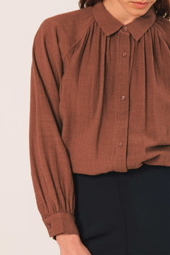 Crepe Cotton Shirt Brown