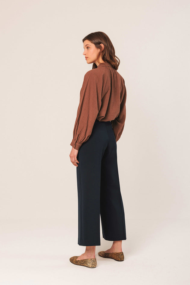 Crepe Cotton Shirt Brown