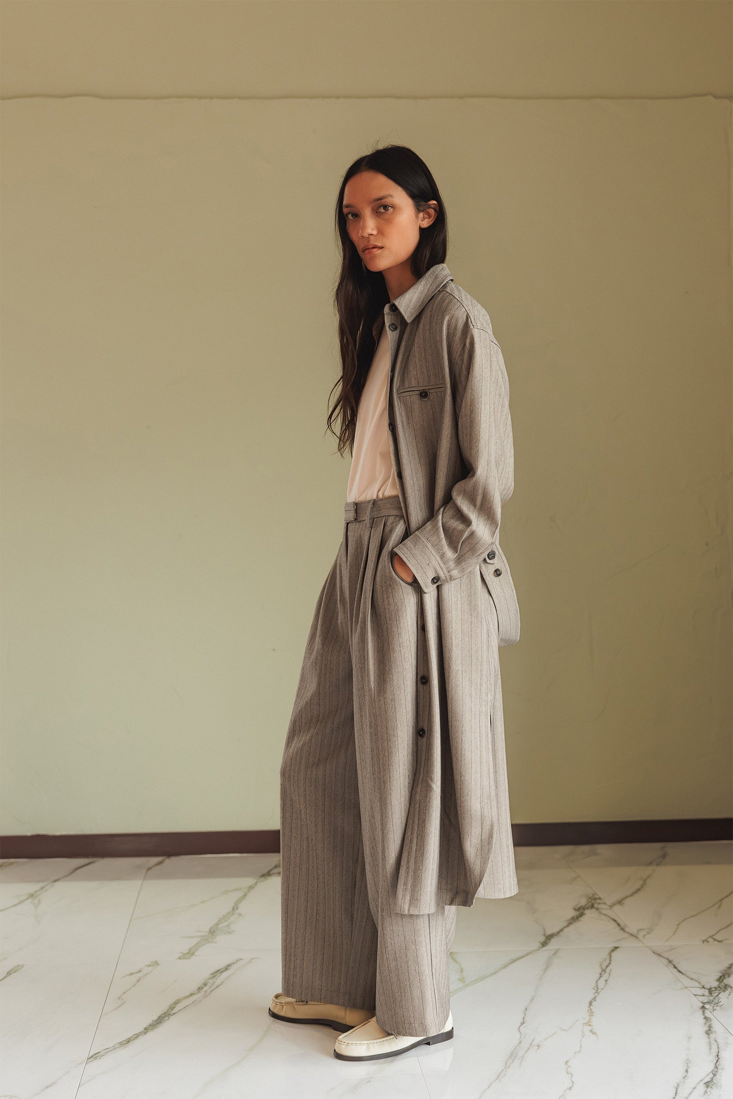 Fluid Shirt Dress Grey
