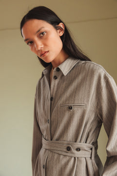 Fluid Shirt Dress Grey