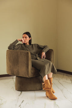 Knotted Knit Dress Green