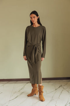 Knotted Knit Dress Green