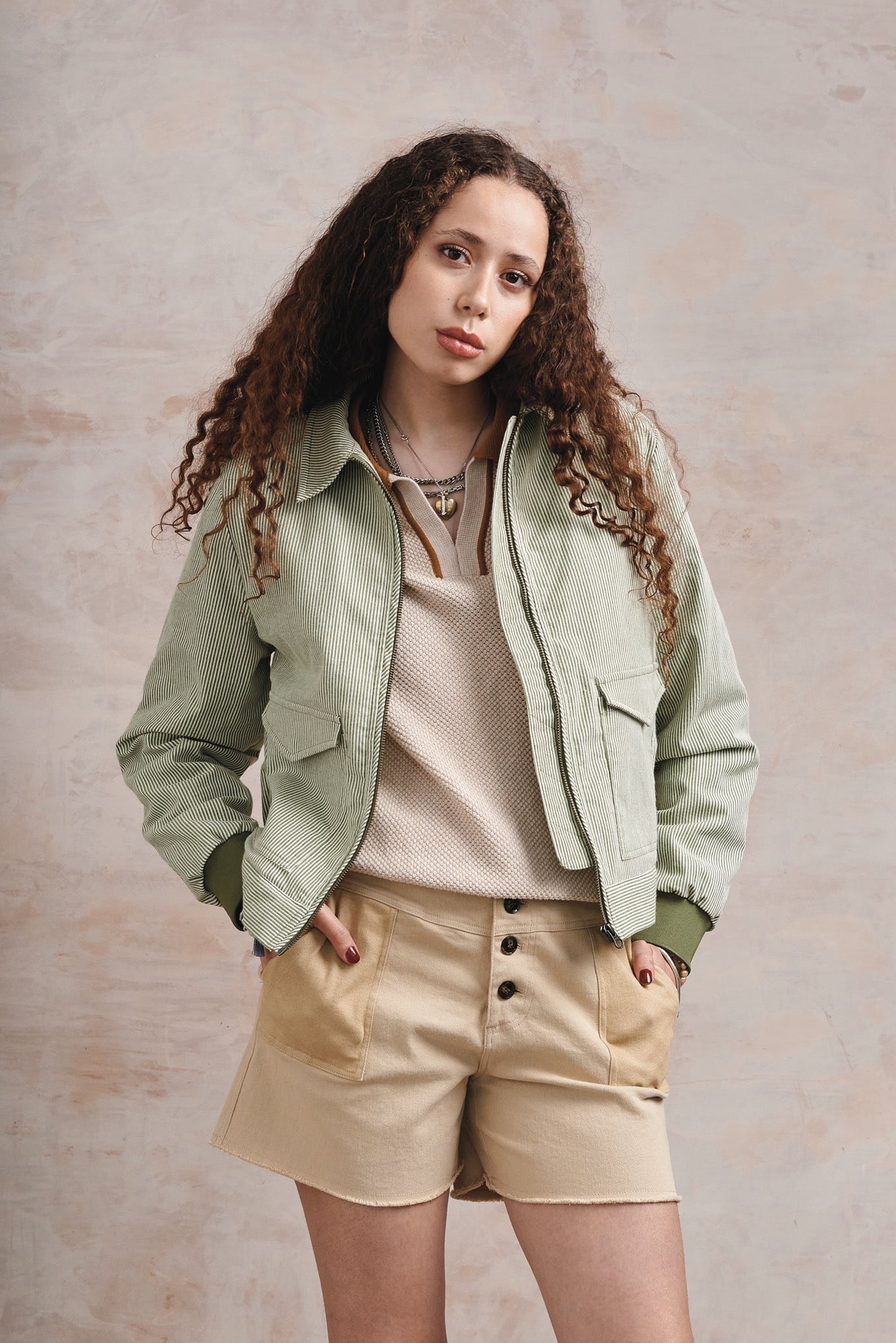 Viv Organic Cotton Bomber Green Stripe