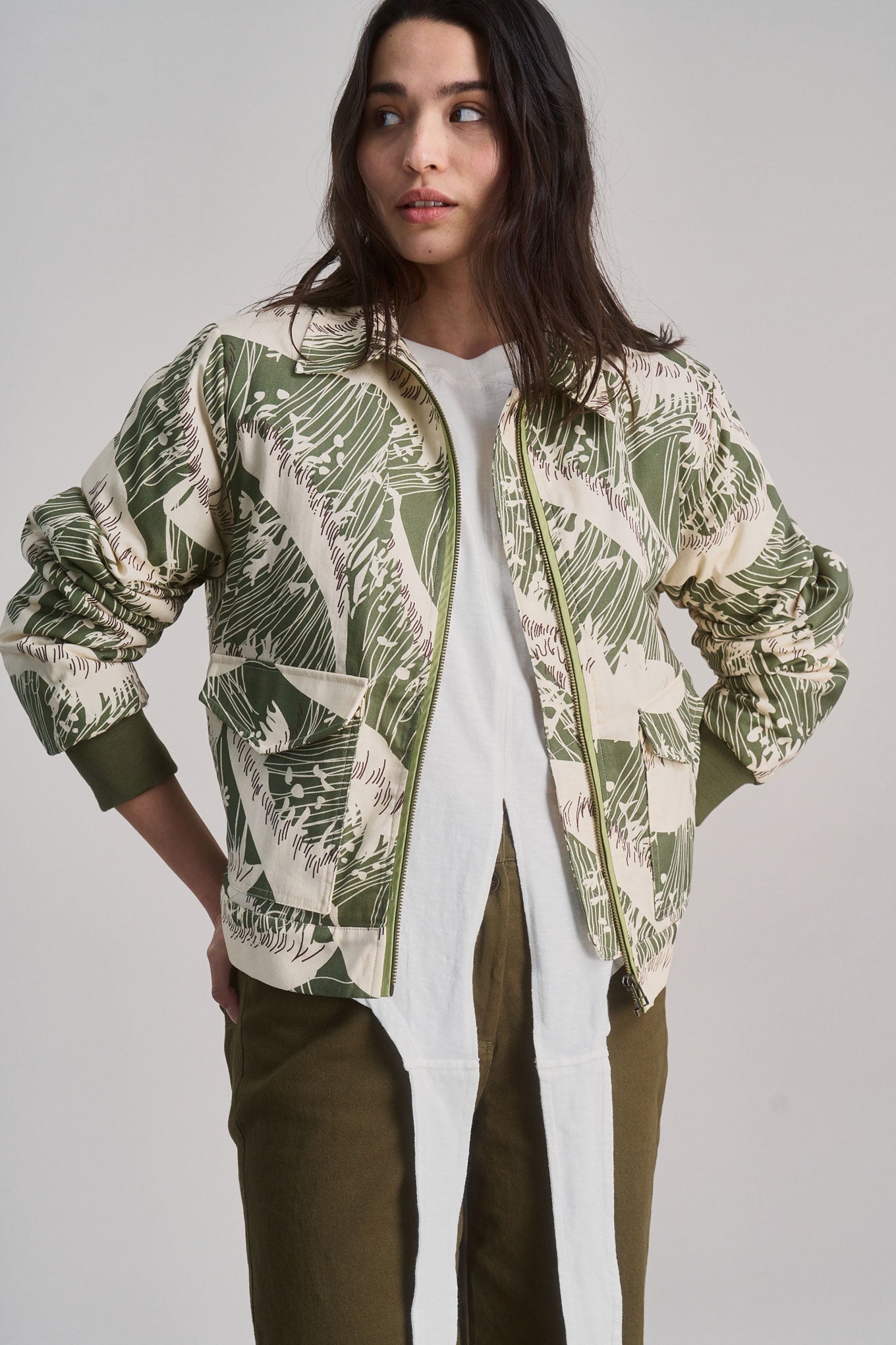 Vivi Organic Cotton Bomber Green Wave