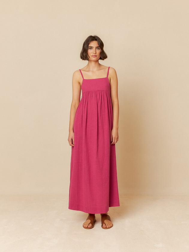 Maxi Dress With Straps Cardenal Pink