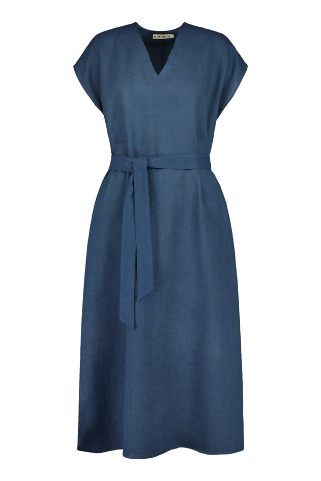 Väsby Linen Maxi Dress Navy Blue