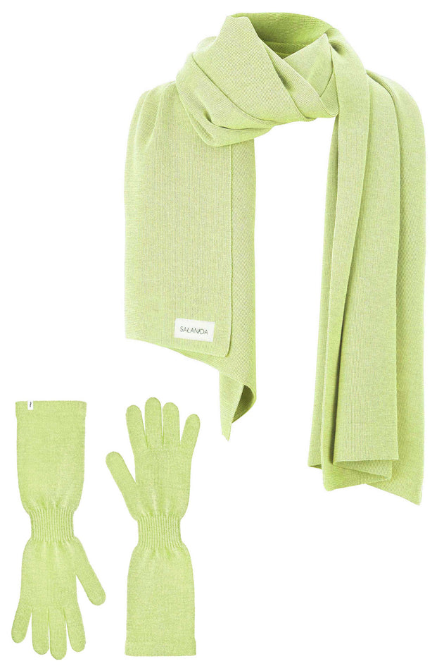 Via Merino Wool Scarf & Gloves Set Limone