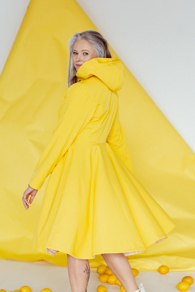 Fit and Flare Raincoat with Full Circle Hem Yellow Sun