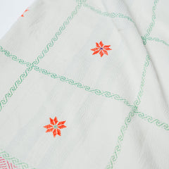 Vintage Kantha Blanket Flowers White