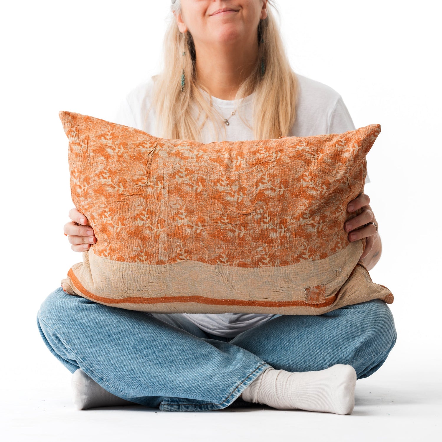 Vintage Kantha Pillowcase Soft Floral 2