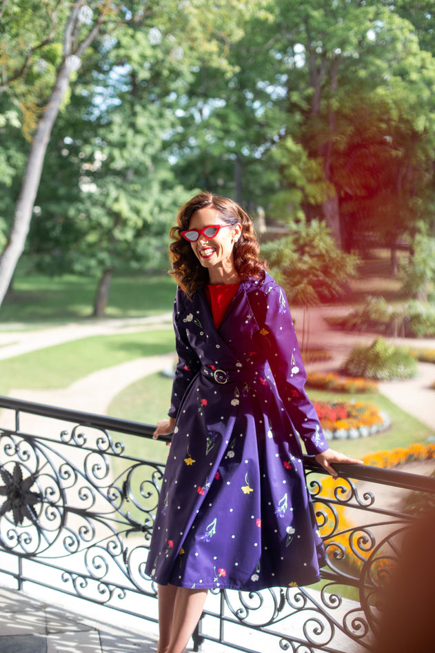 Double Breasted Trench Coat Violet Bloom