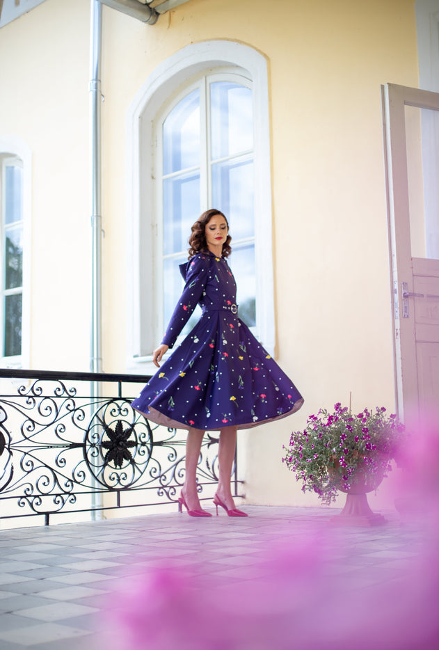 Double Breasted Trench Coat Violet Bloom