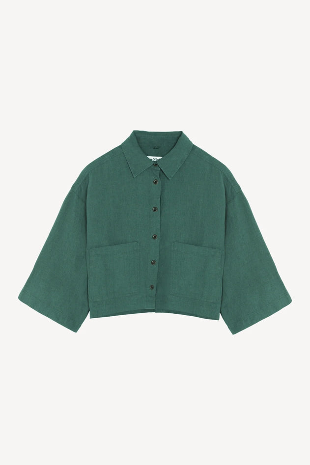 Wanda Linen Overshirt Bistro Green