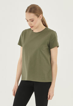 Women's Basic Round Neck T-Shirt Khaki