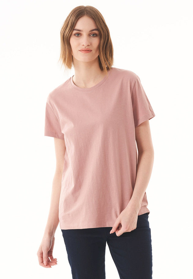 Women's Basic Round Neck T-Shirt Misty Rose