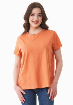 Naisten Pyöreä Kaula-aukko T-paita Dusty Orange