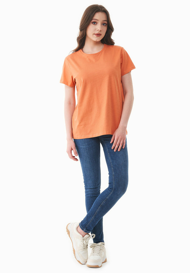 Naisten Pyöreä Kaula-aukko T-paita Dusty Orange