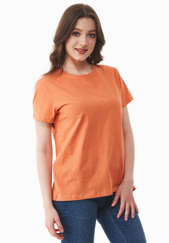 Naisten Pyöreä Kaula-aukko T-paita Dusty Orange