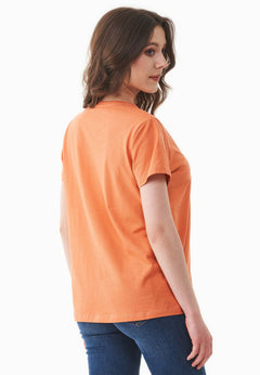 Naisten Pyöreä Kaula-aukko T-paita Dusty Orange