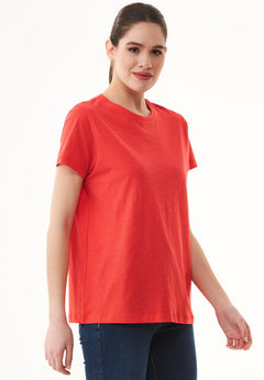 Naisten Pyöreä Kaula-aukko T-paita Dusty Red