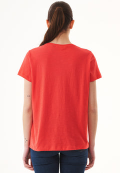 Naisten Pyöreä Kaula-aukko T-paita Dusty Red