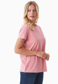 Women's Basic Round Neck T-Shirt Flamingo Pink