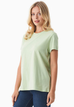 Women's Basic Round Neck T-Shirt Foam Green