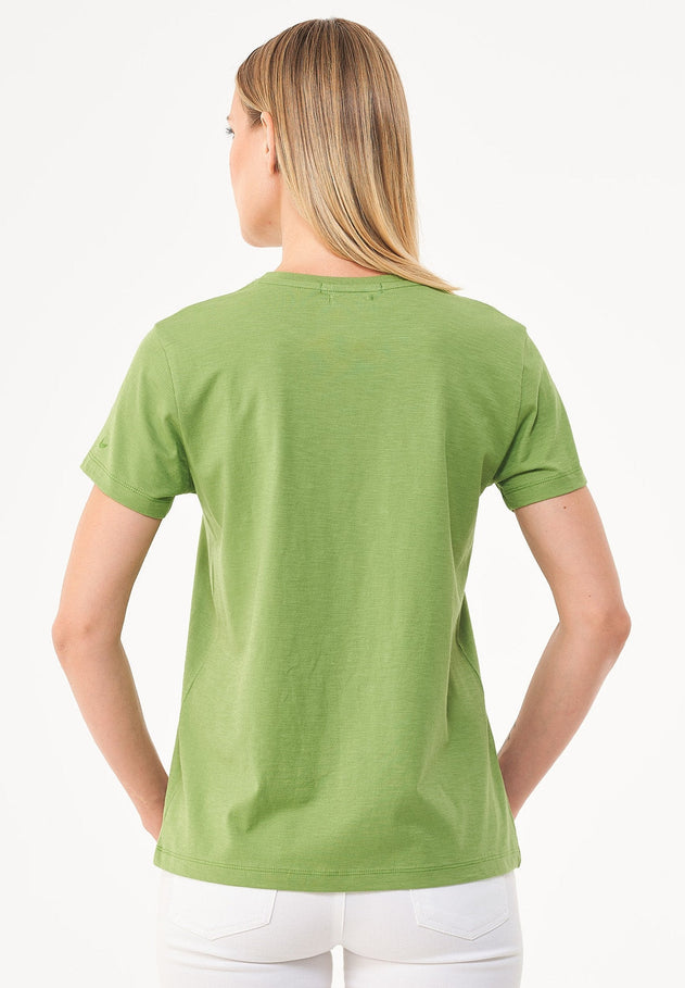 Women's Basic Round Neck T-Shirt Grass Green