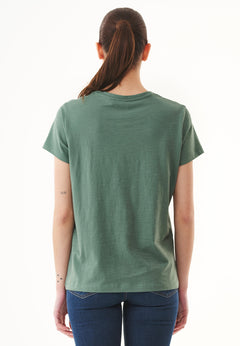 Women's Basic Round Neck T-Shirt Green Tea