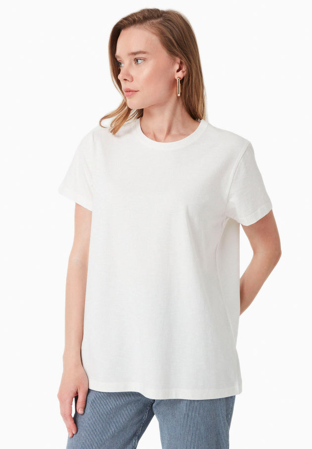 Women's Basic Round Neck T-Shirt Off White