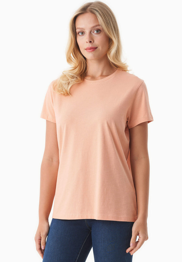 Women's Basic Round Neck T-Shirt Peach