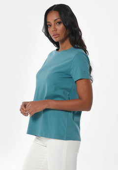 Women's Basic Round Neck T-Shirt Petrol Green