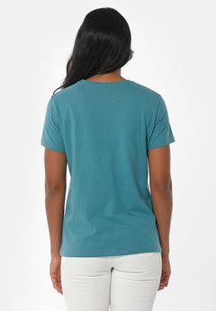 Women's Basic Round Neck T-Shirt Petrol Green