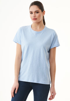 Women's Basic Round Neck T-Shirt Powder Blue