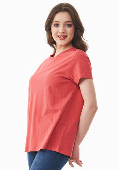 Women's Basic Round Neck T-Shirt Radiant Red