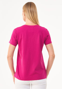 Women's Basic Round Neck T-Shirt Raspberry Pink