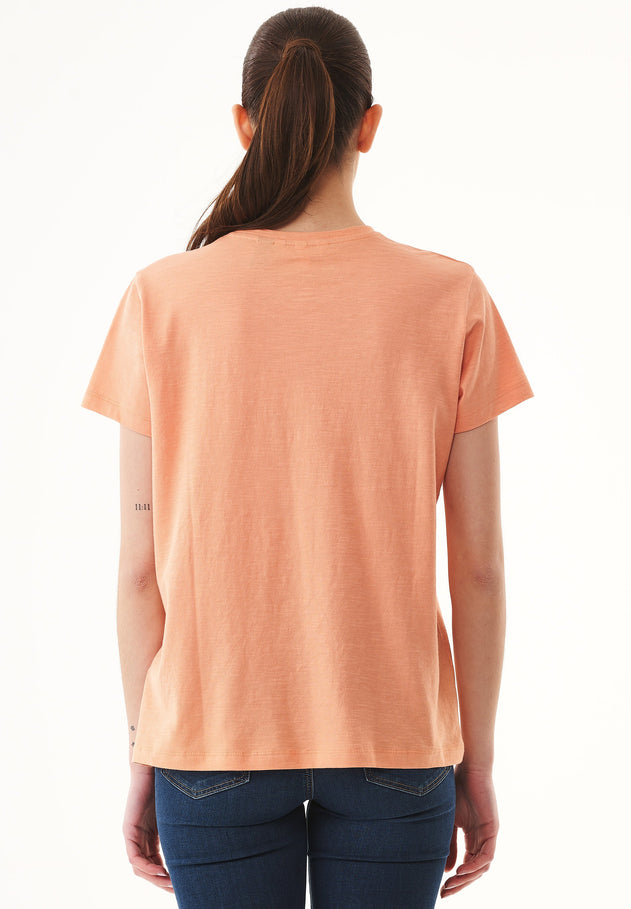 Women's Basic Round Neck T-Shirt Shell Coral