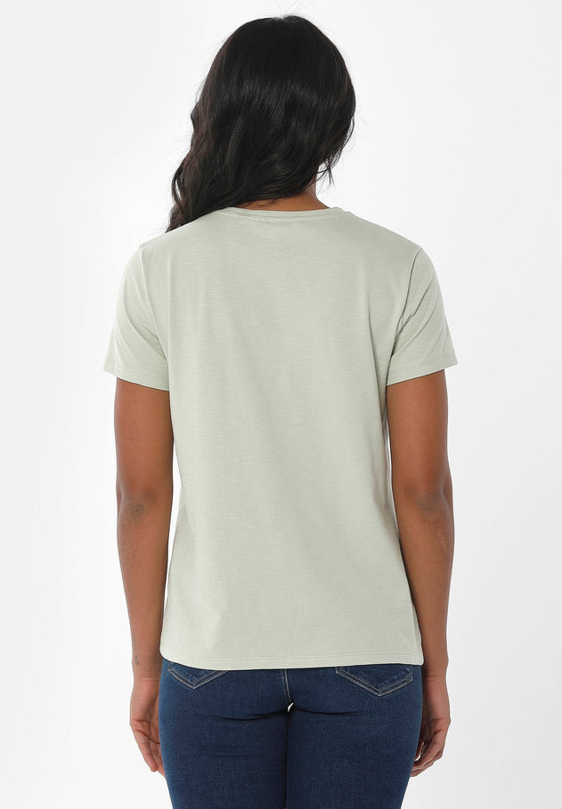 Women's Basic Round Neck T-Shirt Soft Green