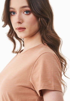 Women's Basic Round Neck T-Shirt Tan