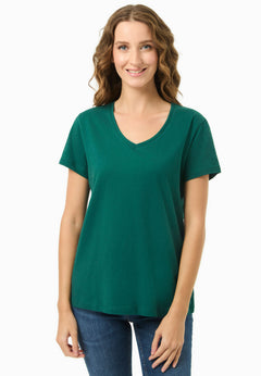 Women's Basic V-Neck T-Shirt Deep Emerald