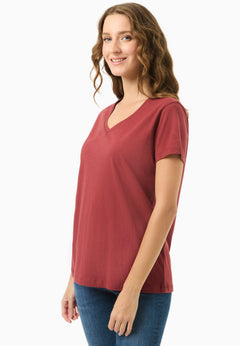 Women's Basic V-Neck T-Shirt Merlot