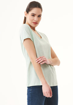 Women's Basic V-Neck T-Shirt Aqua Green