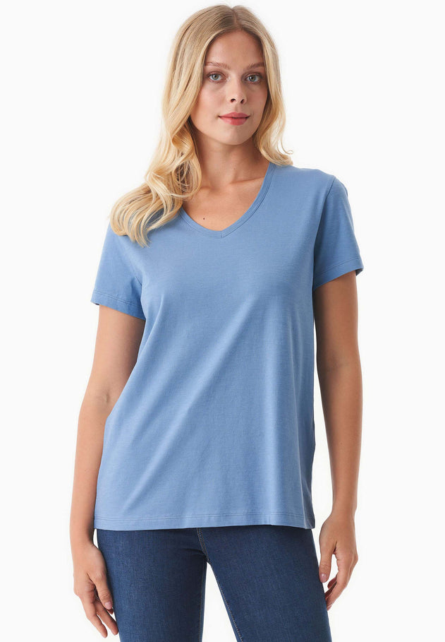 Women's Basic V-Neck T-Shirt Coronet Blue