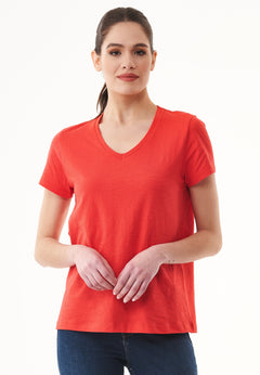 Women's Basic V-Neck T-Shirt Dusty Red