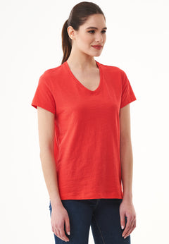 Women's Basic V-Neck T-Shirt Dusty Red