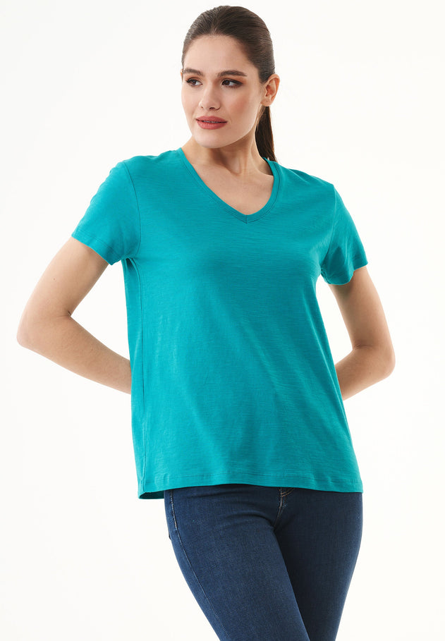 Women's Basic V-Neck T-Shirt Emerald