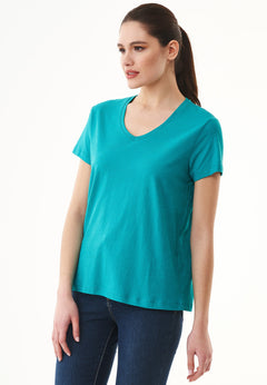 Women's Basic V-Neck T-Shirt Emerald