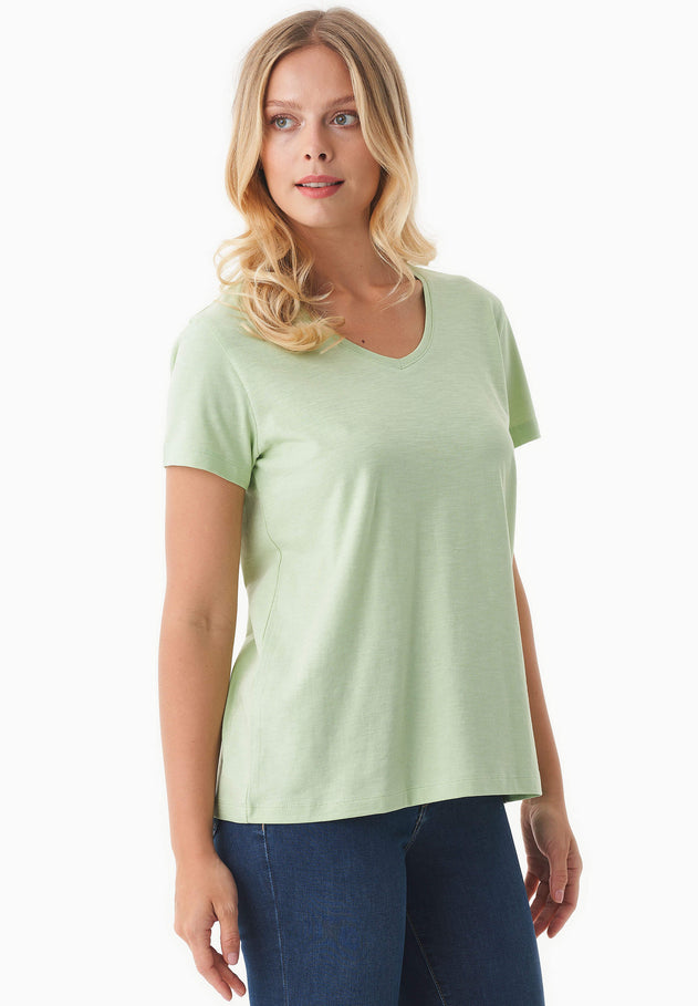 Women's Basic V-Neck T-Shirt Foam Green